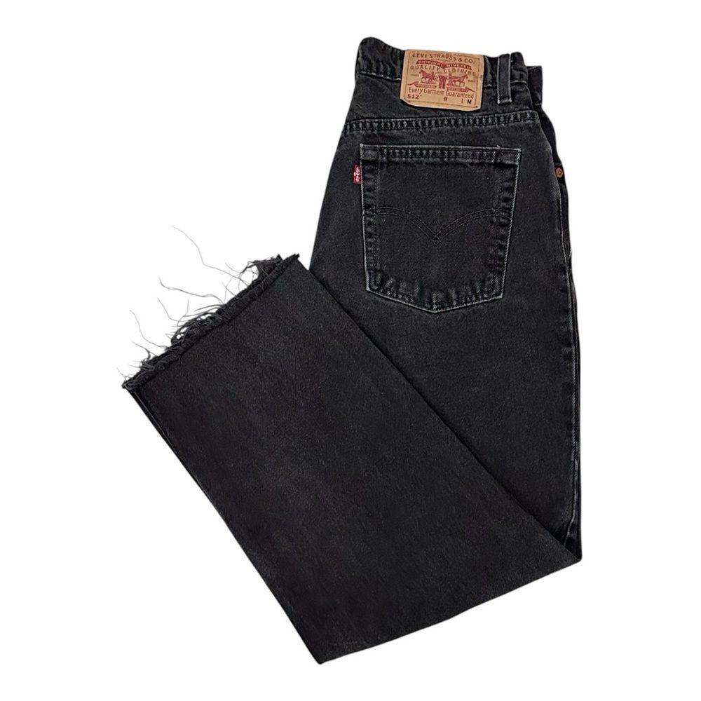 RARE VINTAGE LEVI’S 512 Washed Black High-Waisted Cropped Jeans